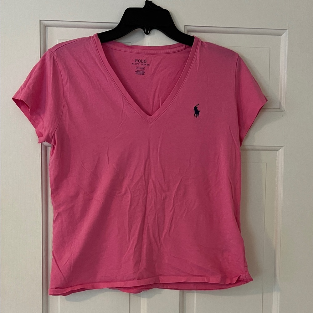 Polo by Ralph Lauren Bright Pink V-Neck Tee